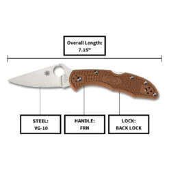 SPYDERCO Delica 4 Lightweight 2.875in FRN Brown Flat Ground Knife (C11FPBN) -Outdoor Equipment Shop media 32541.1679403135